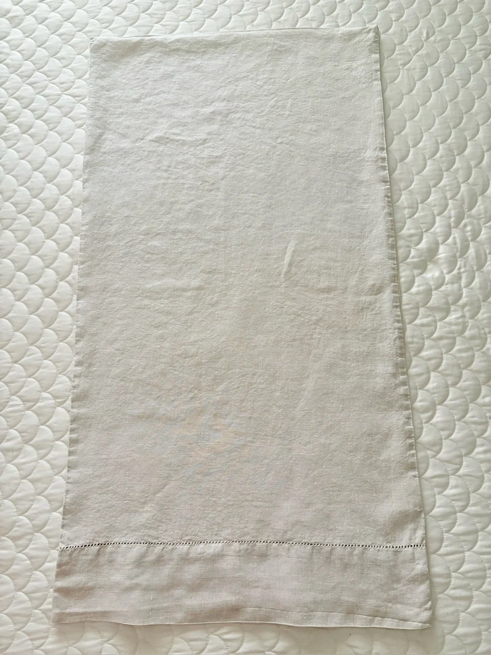 Simple & Opulence 100% Linen KING Pillowcase Hand Hemstitch Neutral EUC